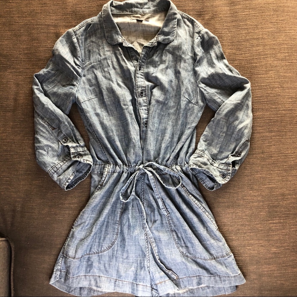 Level 99 Linen Blend Bailey Chambray Romper